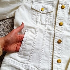 white denim jacket gold buttons